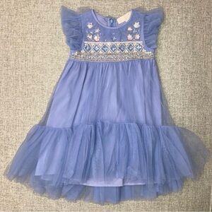 Tutu Du Monde size 4-5 blue tulle dress with beading EUC